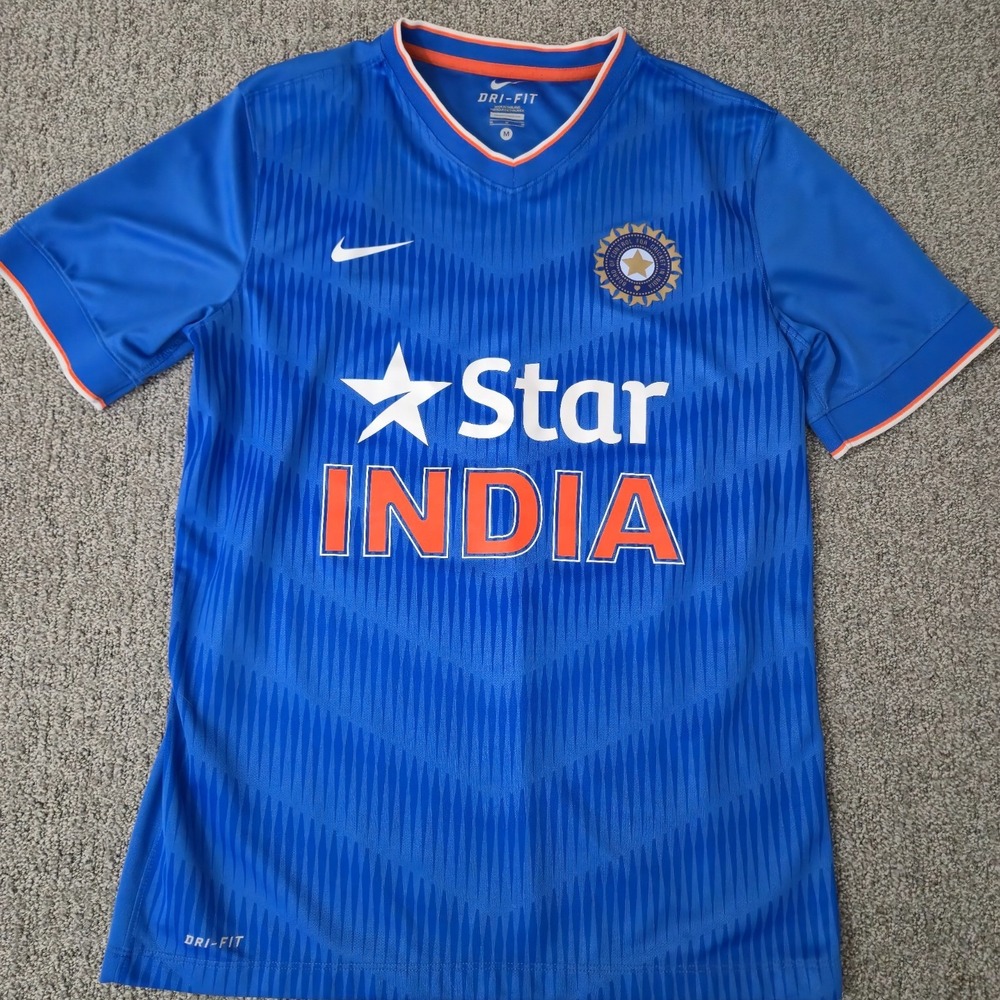 Nike Star India Short Sleeve Dri-Fit Jersey Shirt Adult Size M Cricket Blue - Picture 1 of 5